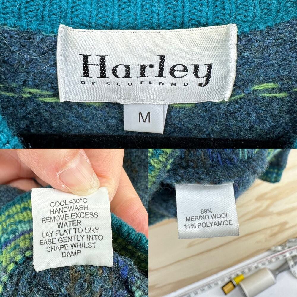 Harley of Scotland Vintage Merino Wool Blend Nordic Cardigan Women's Sz M - Picture 8 of 11